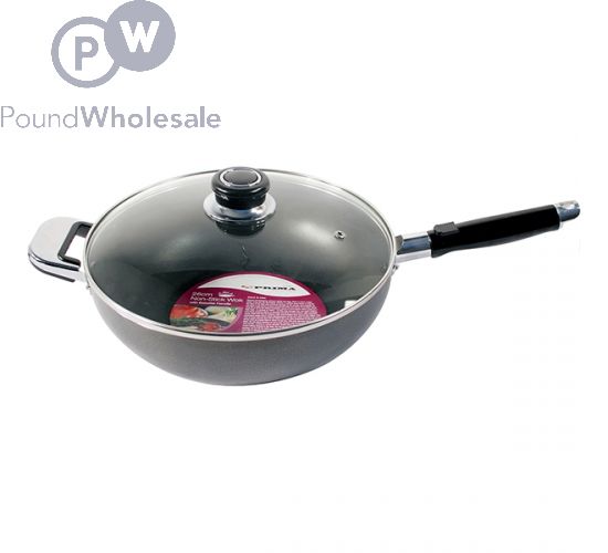 PRIMA NON-STICK WOK WITH GLASS LID 26CM