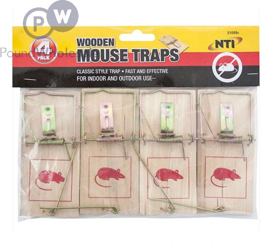 Wholesale Wooden Mouse Traps 4 Pack | Pound Wholesale