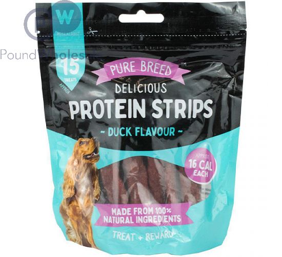 Pure Breed 100 Natural Duck Delicious Protein Strip Dog Treats 15 Pack