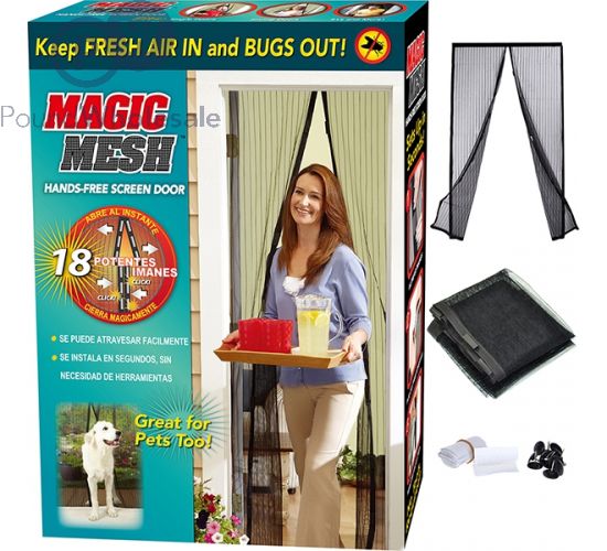 MAGIC MAGNETIC MESH SCREEN DOOR BLACK