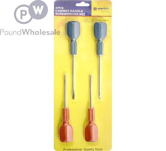 MARKSMAN CABINET HANDLE FLAT & PHILLIPS SCREWDRIVER SET 4PC