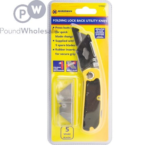 Wholesale Marksman Folding Lock Back Rubber Grip Utility Knife | Pound ...