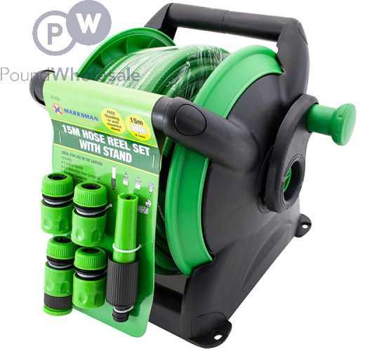 15M Compact Garden Hose Reel Tough Water Pipe Standing Wall