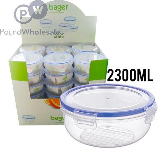 BAGER CLICK & LOCK ROUND FOOD STORAGE CONTAINER 2300ML CDU