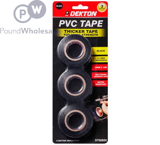Wholesale Dekton Pvc Tape Extra Strong Black 3 Pack