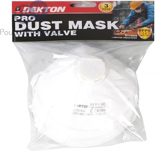 DEKTON PRO DUST MASK WITH VALVE 3PC