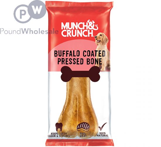 Wholesale Munch Crunch Buffalo coated Pressed Dog Bone Pound