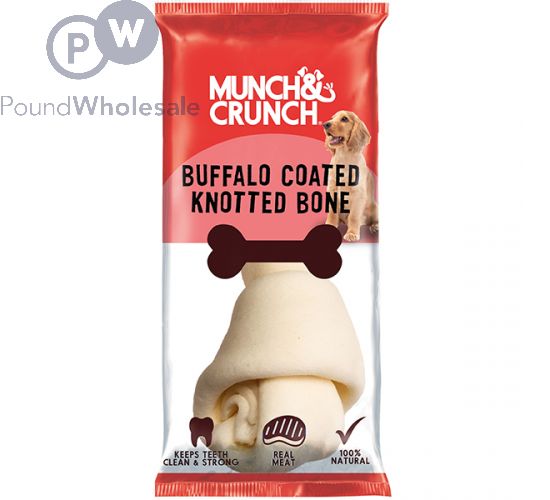 Wholesale Munch Crunch Buffalo coated Knotted Dog Bone Pound