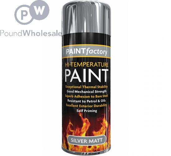 PAINT FACTORY SILVER MATT HI-TEMPERATURE SPRAY PAINT 400ML