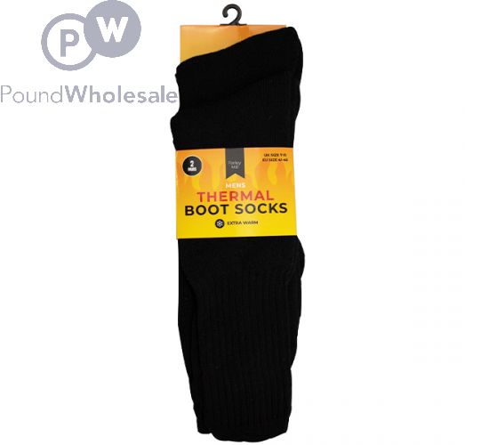 Wholesale Farley Mill Men's Black Thermal Boot Socks 2 Pack | Pound ...