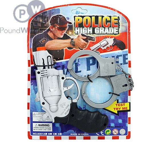 PISTOL GUN & HANDCUFFS POLICE SET