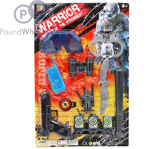 WARRIOR PLAY SET WITH PISTOL, TARGETS & ACCESSORIES