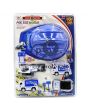 POLICE HELMET WITH FOUR PULL-BACK VEHICLES & ACCESSORIES