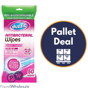 Duzzit Sweet Things Biodegradable Anti-Bacterial Wipes 50 Pack Pallet Deal