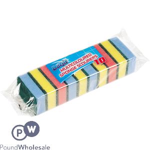 Duzzit Multicoloured Sponge Scourers 10 Pack