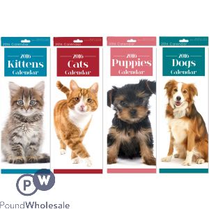 Super-slim Calendar: Cute Animals Puppies, Kittens, Dogs, Cats