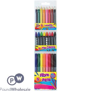 Artbox Assorted Colour Pen, Pencil & Crayon Colouring Set 24 Pack