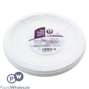 Prima White Disposable Plastic Plates 18cm 15 Pack