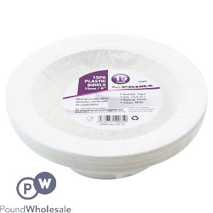 Prima White Disposable Plastic Bowls 15cm 15 Pack