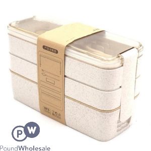 Eco Bamboo Fibre White 3 Layer Lunch Box