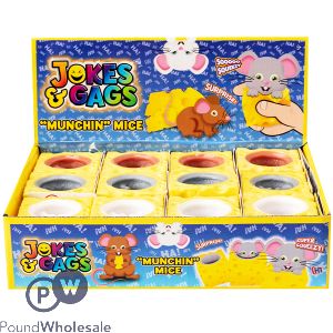 Jokes & Gags "Munchin" Mice Squish Toy CDU Assorted Colours