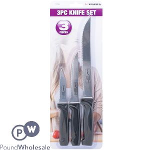 Prima Stainless Steel Serrated Kitchen Knife Set 3pc