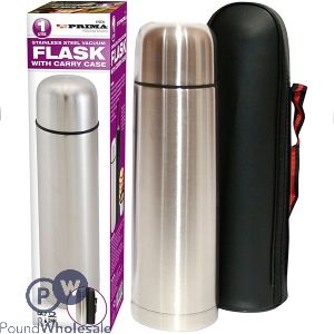 PRIMA STAINLESS STEEL VACUUM FLASK WITH CARRY CASE 1L
