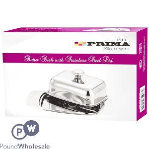 Prima Stainless Steel Butter Dish With Lid Set