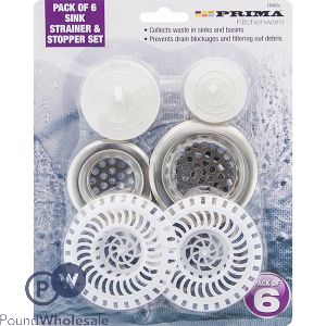 Prima Sink Strainer & Stopper Set 6 Pack