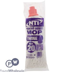 Push Fit Plastic Socket 100% Cotton Twine 340g Mop Head Size 20