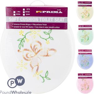 Prima Soft Cushion Embroidered Toilet Seat Assorted 18"