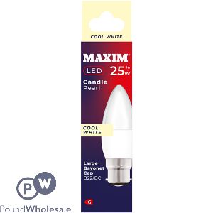 Maxim 25w-3w Candle Pearl Cool White B22/bc Led Light Bulb