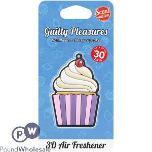 Guilty Pleasures Vanilla & Cherry Cupcake 3D Car Air Freshener