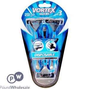 Vortex Men's Triple Blade Disposable Razors 3 Pack