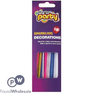 Time To Party Sparkling Cake Decorations 18 Pack