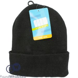 Kids Black Beanie Hat