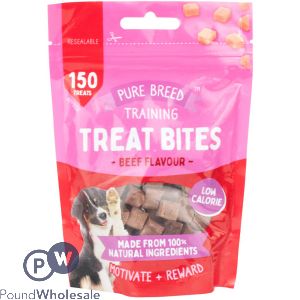 Pure Breed 100% Natural Beef Training Dog Treat Bites 150 Pack