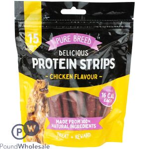 Pure Breed 100% Natural Chicken Delicious Protein Strip Dog Treats 15 Pack