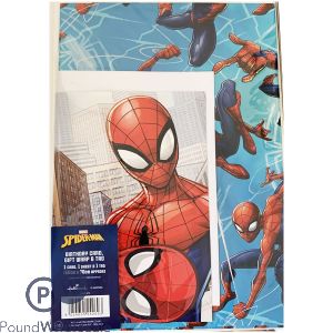 Marvel Spider-man Birthday Card Gift Wrap Set