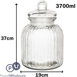 Extra Large Ribbed Faceted Clear Glass Jar 3700ml