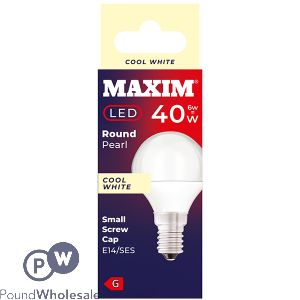 Maxim 6W=40W Round Pearl Cool White E14 SES LED Light Bulb