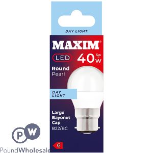 Maxim 40w-6w Round Pearl Day Light B22/bc Led Light Bulb