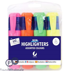 Just Stationery Chunky Highlighters Assorted Colours 4 Pack