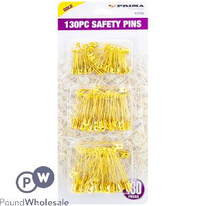 Prima Assorted Gold Safety Pins 130pc