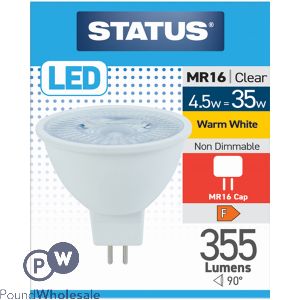 Status 4.5w-35w Mr16 Clear Warm White Led Light Bulb