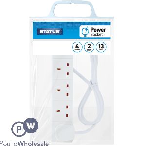 Status 13amp 4-way Power Socket Extension Cable 2m