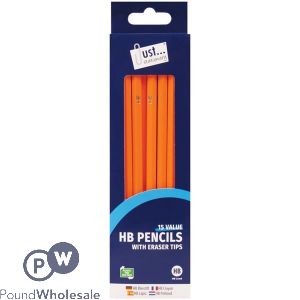 Just Stationery Eraser Tipped HB Pencils 15 Pack