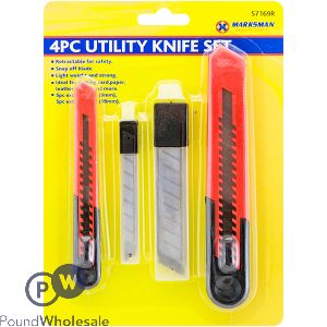 Marksman Snap-Off Utility Knife & Spare Blade Set 4pc