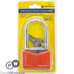 Marksman 60mm Long Shackle Security Padlock With 3 Keys