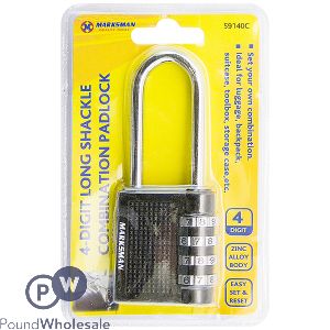 Marksman 4-digit Long Shackle Combination Padlock